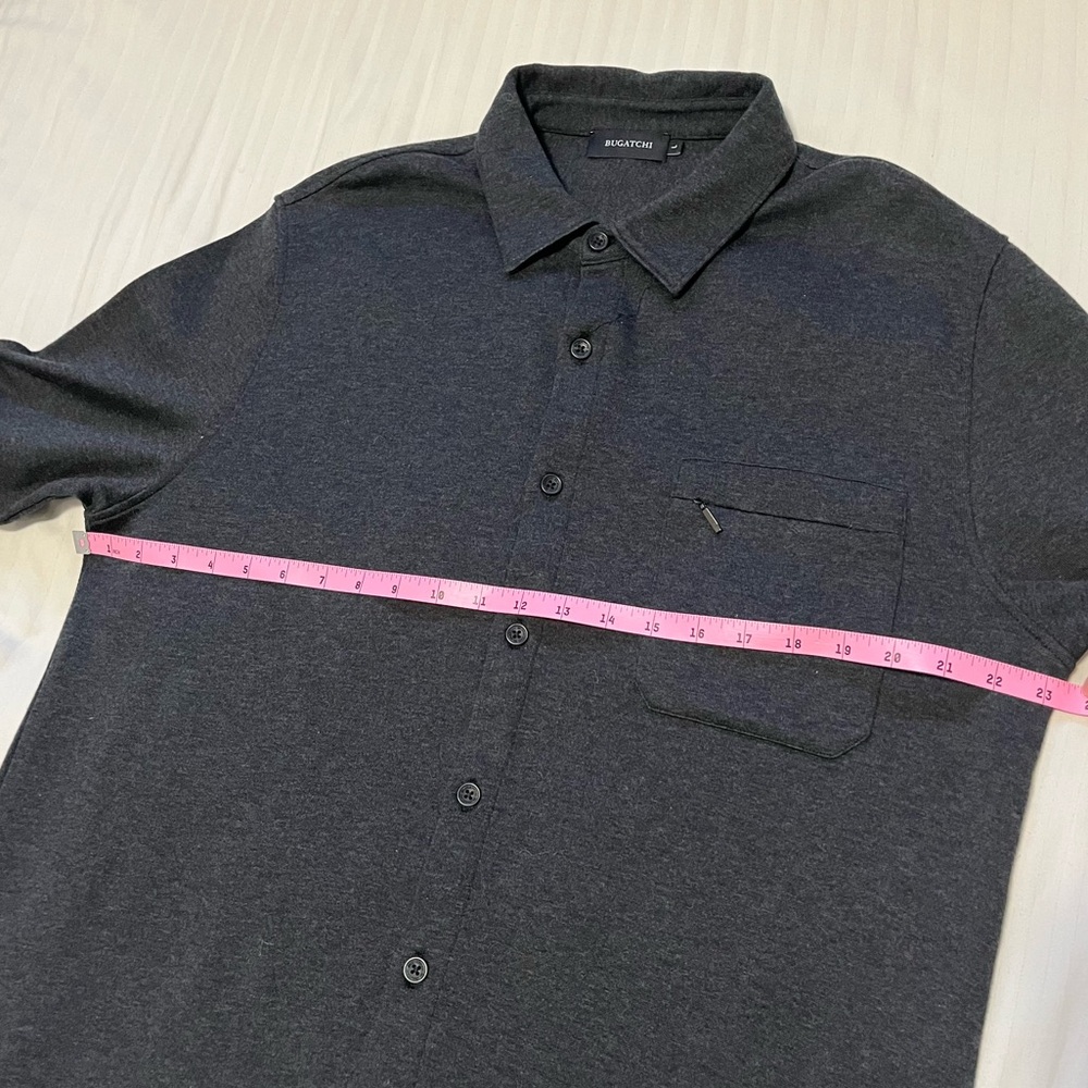 Bugatchi Cotton Blend Button Diwn Shirt Jacket Caviar Charcoal Grey size Large - Picture 13 of 16